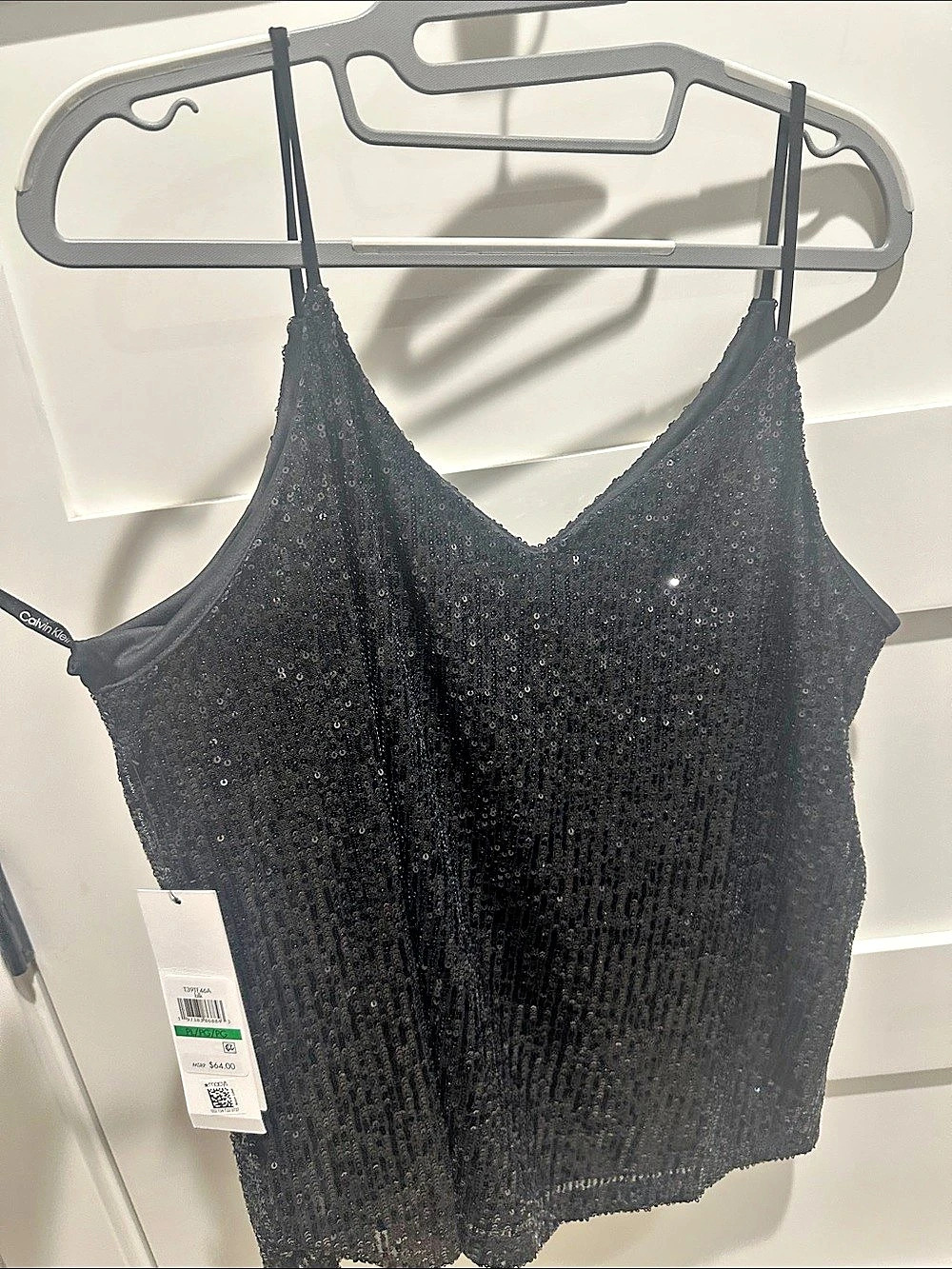 Calvin Klein Sequin Cami Top Black Tank Top Large